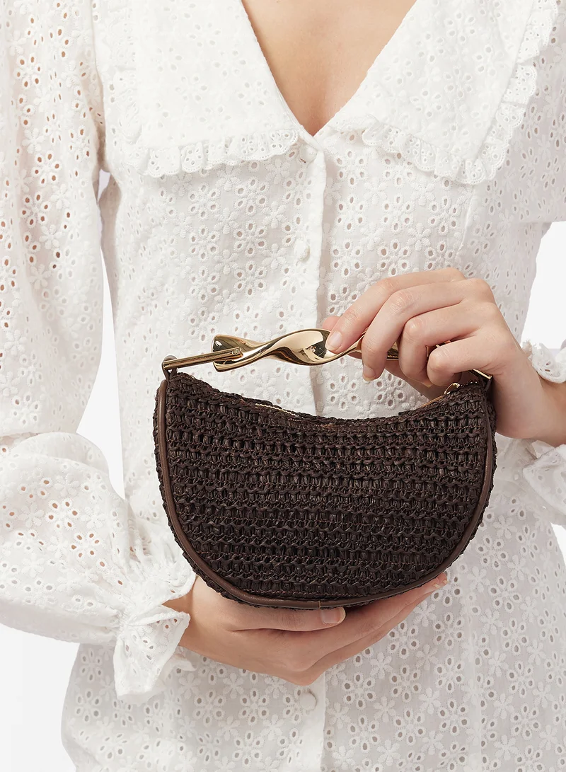 جلاموروس حقيبة يد رافيا بمقبض ذهبي